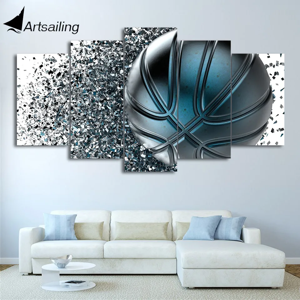 Artsailing 5 Piece print Canvas Art 3D basketball sports Painting Wall