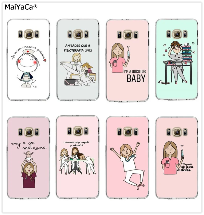 

Spain cartoon nurse doctor soft clear transparent phone case for samsung s6 edge plus s7 s7edge s8 s9 plus note8 note9 cover