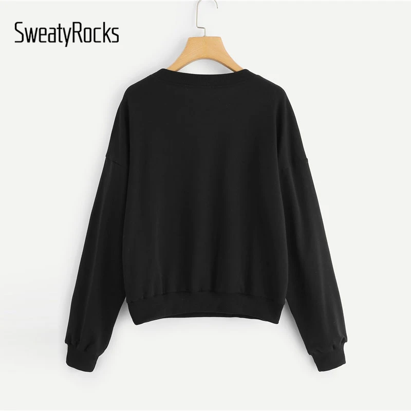 SweatyRocks الأسود التباين الترتر ليوبارد السترة طويلة الأكمام س الرقبة البلوز قمم 2018 الخريف أزياء المرأة عارضة سوياتشيرتس SweatyRocks الأسود التباين الترتر ليوبارد السترة طويلة الأكمام س الرقبة البلوز قمم 2018 الخريف أزياء المرأة عارضة سوياتشيرتس
