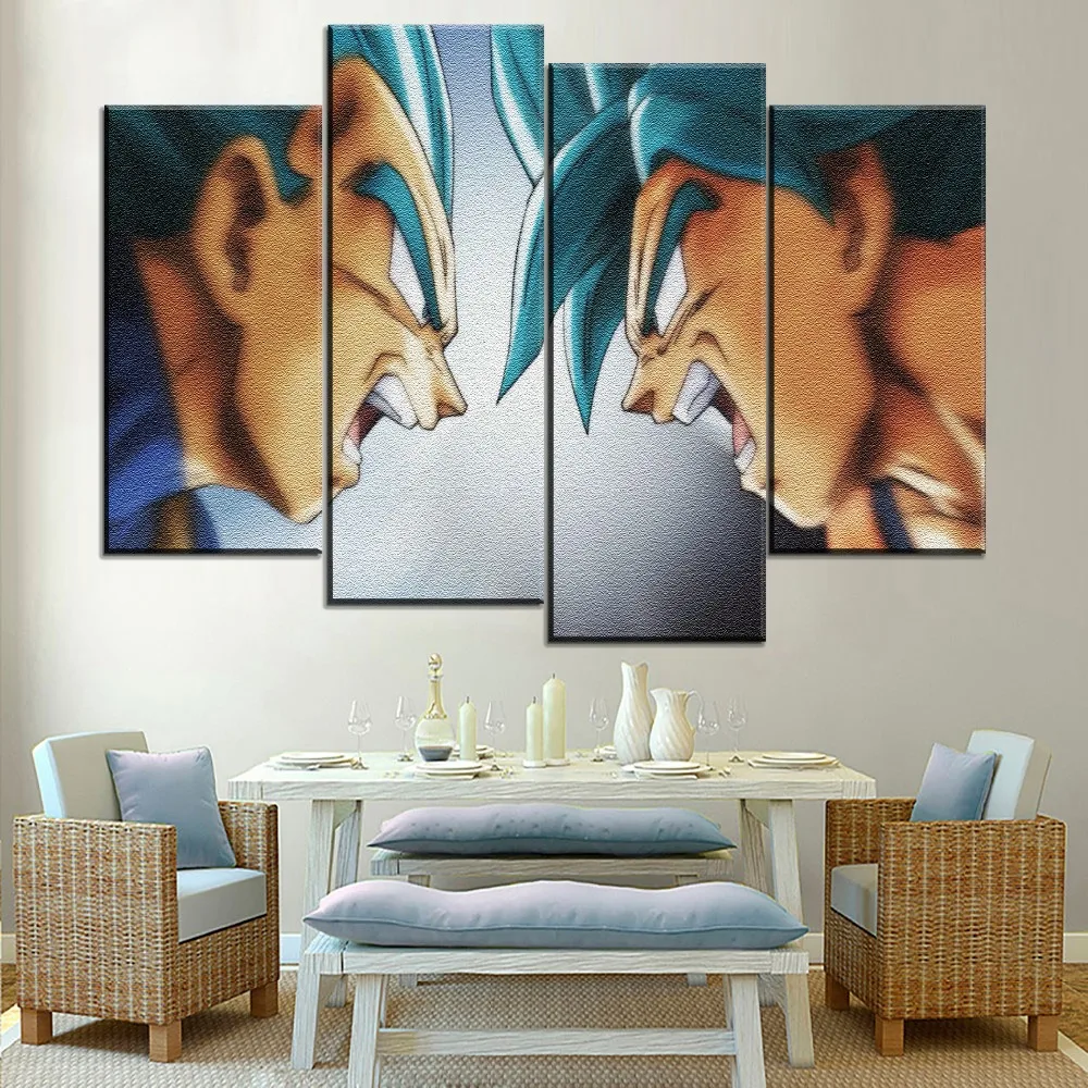 

Modular Pictures 4 Pieces Goku And Vegeta Poster Anime Dragon Ball Super Painting Modern Top-Rated Canvas HD Printing Type Style