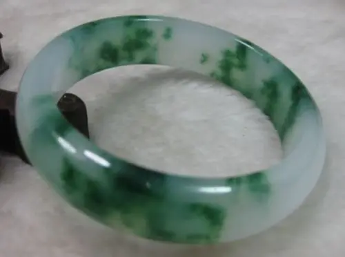 

528 NATURE BEAUTIFUL GREEN WHITE JADE JADEITE BRACELET BANGLE