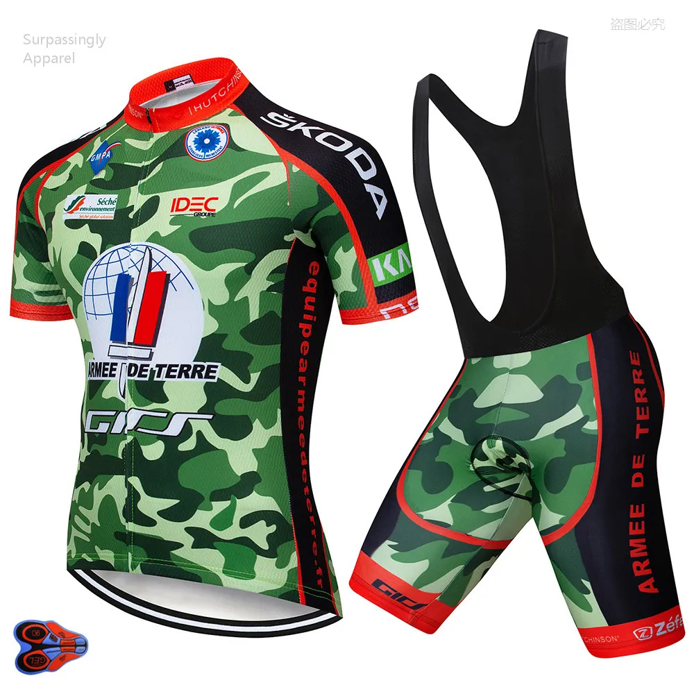 

UCI Team Camouflage Pro Cycling Jersey 9D Gel Pad Bike Shorts Set MTB Ropa Ciclismo Summer Men Bicycle Bicycling Maillot Wear