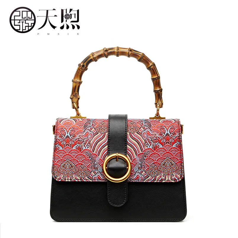 

First layer cowhide small square bag female 2019 new leather retro embossed ethnic style single shoulder slung small bag handba