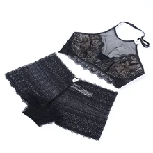 Женский ультра тонкий бюстгальтер, комплект с бретельками, кружевное плетение реснички, свободный бюстгальтер с трусиками-шортами, сексуальное Сетчатое нижнее белье, комплект черного и белого цвета, большие размеры
