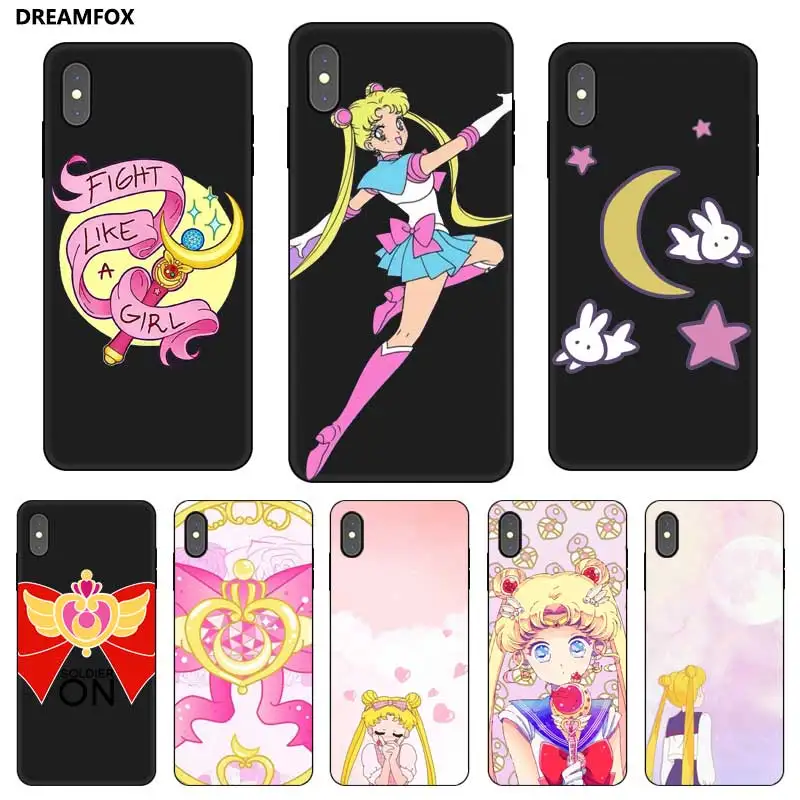 P191 Sailor Moon Lovely Black Silicone Case Cover For Apple iPhone 11 Pro XR XS Max X 8 7 6 6S Plus 5 5S SE |
