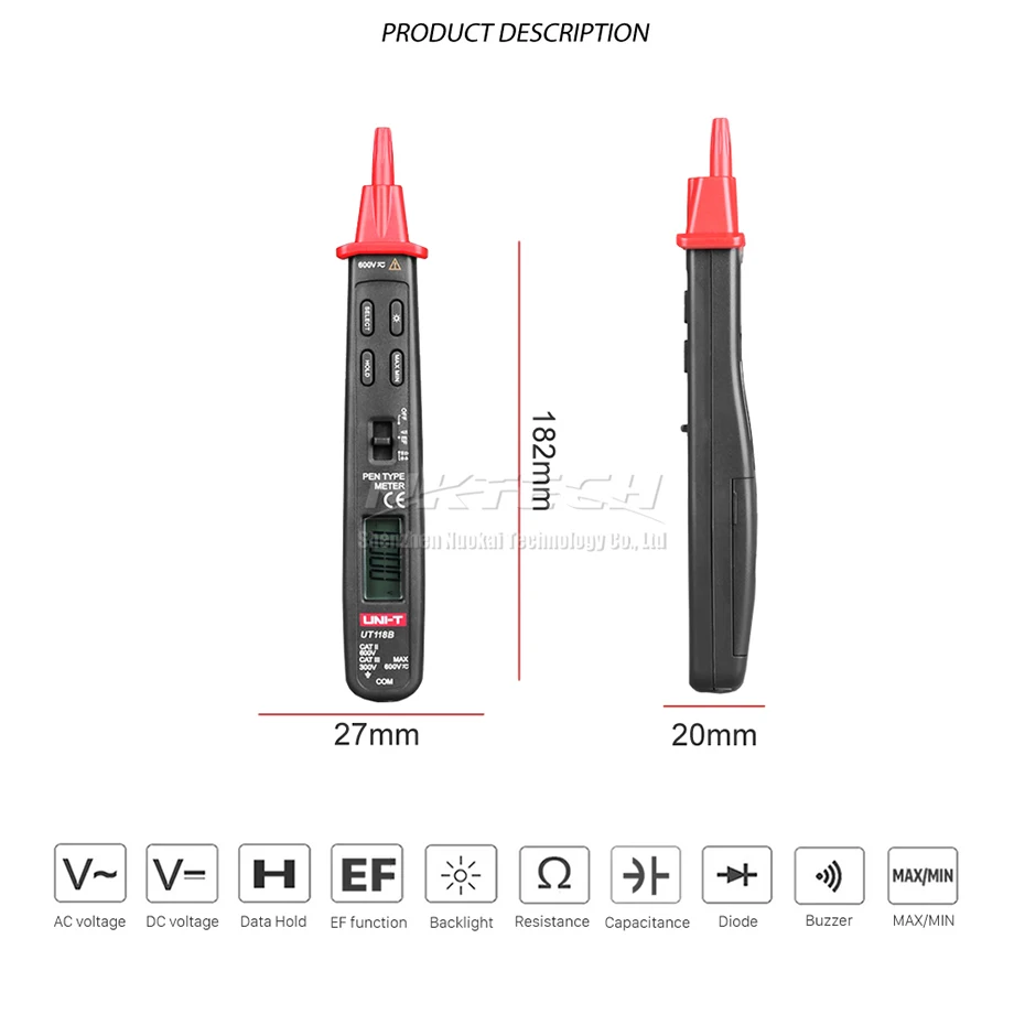 Цифровой мультиметр в форме ручки UNI T UT118B 3000 отсчетов напряжение постоянного и