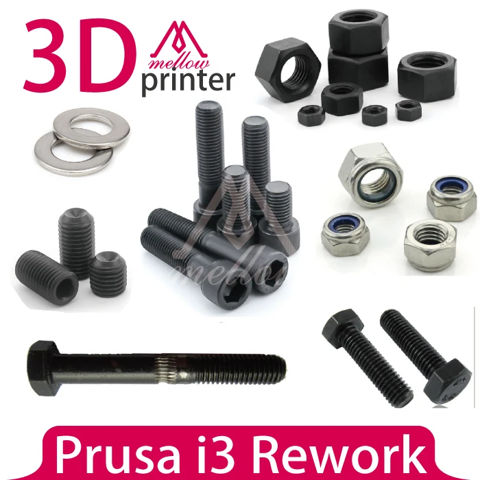 DIY Prusa i3 Rework Reprap 3D Printer Nuts & Bolts Screw Full Kit,machine screw hex nut lock nut smooth rod or grub screw