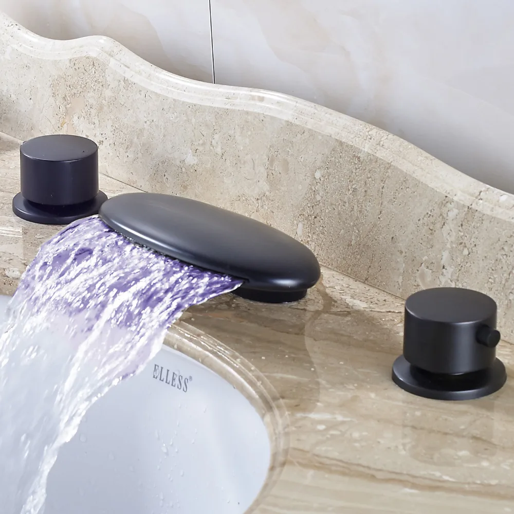 

Deck Mounted LED Colors Bathroom Sink Faucet Oil Rubbed Bronze Faucet Mixer Tap