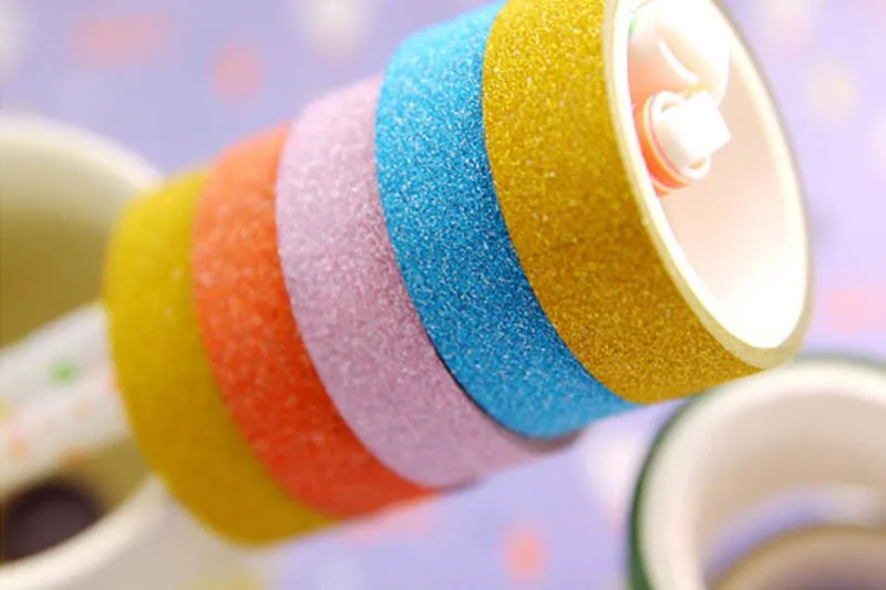 10 шт./Roll конфеты-Цветной ленты блеск Бумага дети творческий DIY красочные наклейки флуоресценции деко дети игрушки TS0008