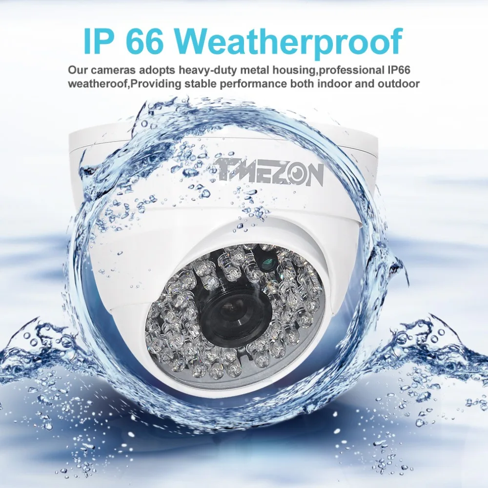 Tmezon AHD 720P / 1080P 1.0MP/2.0MP Dome Camera Home Security Surveillance CCTV System Auto IR-Cut Night Vision Up to 40m/130ft
