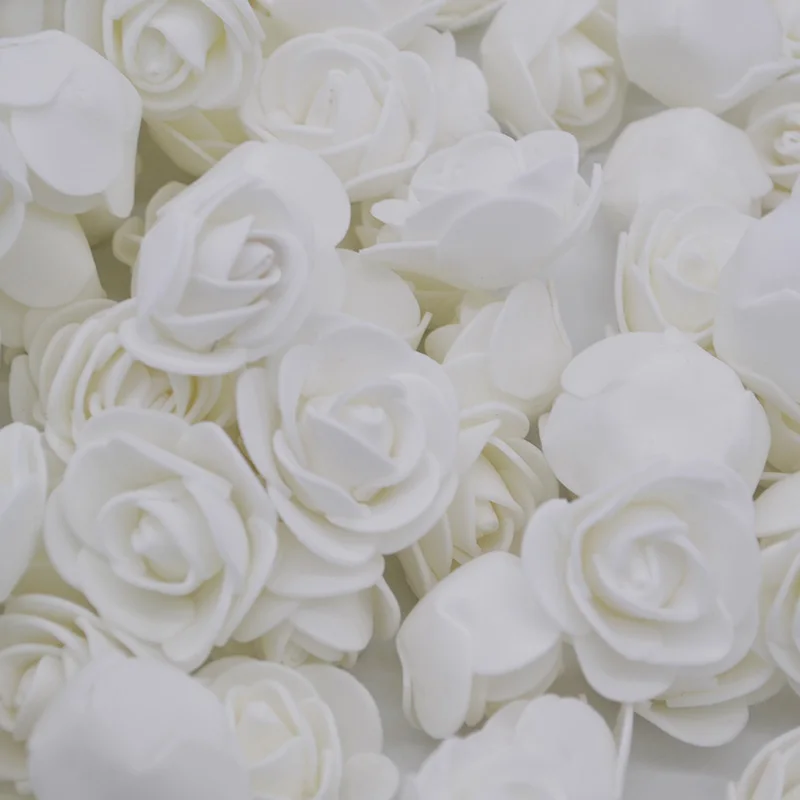 100 шт, 3 см, пенопластовые мини розы, искусственные цветы для свадебного украшения, вечерние, сделай сам, ручной работы, мишка, товары для домашнего сада 8 - Цвет: F01 white