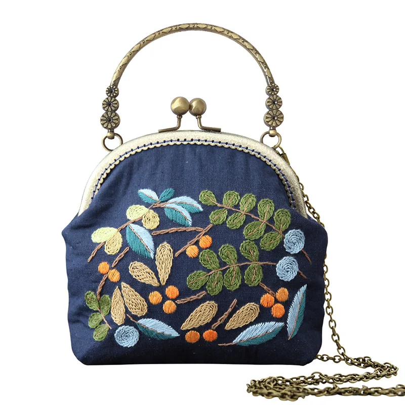 DIY Embroidery Flower Bag Handbag Needlework Cross Stitch Kit Handmade Kissing Portable Chain Bag Sewing Art Craft Creative Gift - Цвет: 9