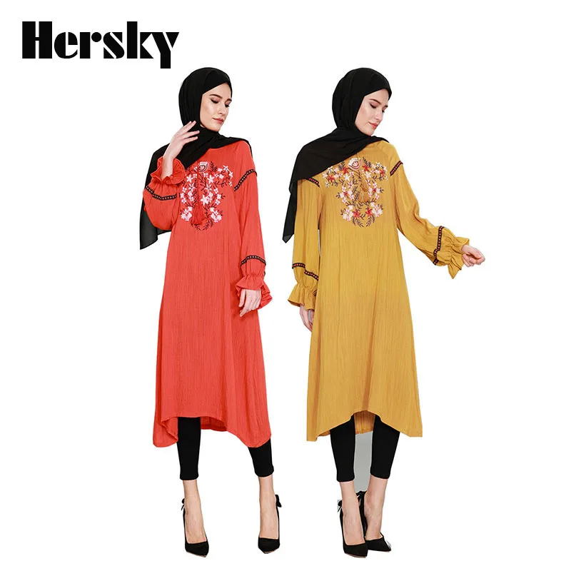 

Middle East Arab Abaya Turkish Dress Dubai Kaftan Plus size Turkey Women Muslim Embroidery Dress Islamic Clothing Robe Musulmane