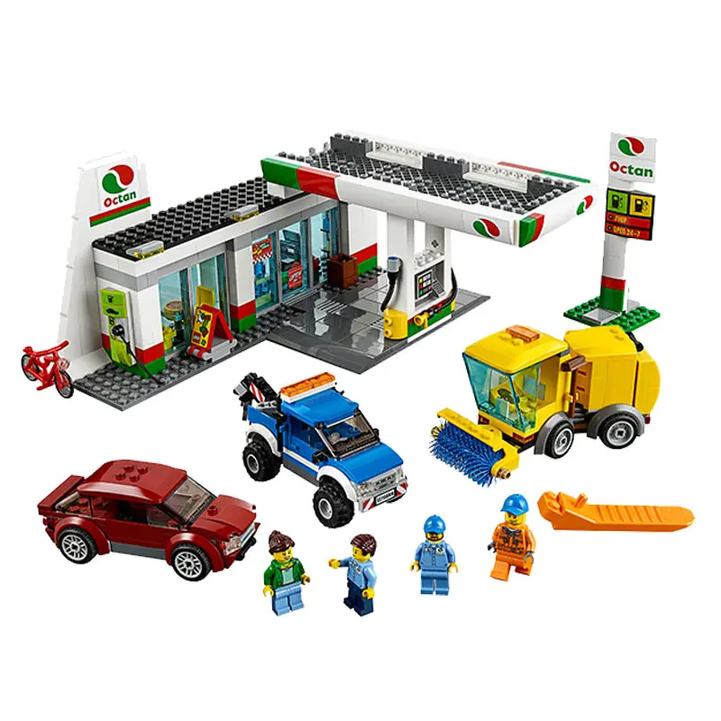 Legoing City Town Series Service Gas Station Truck Cars 4
