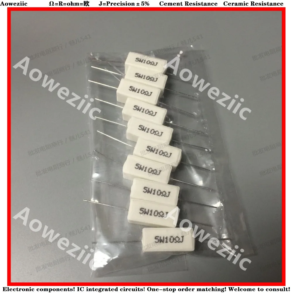 

10Pcs RX27 Horizontal cement resistance 5W 10 ohm 10R 10RJ 5W10RJ Ceramic Resistance precision 5% Power resistance