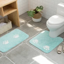 Cartoon Cat Foot Pattern Toilet U Small Floor Mat Super Cozy Cotton Non-slip Absorbent Bathroom Rugs for Bedroom/Living Room