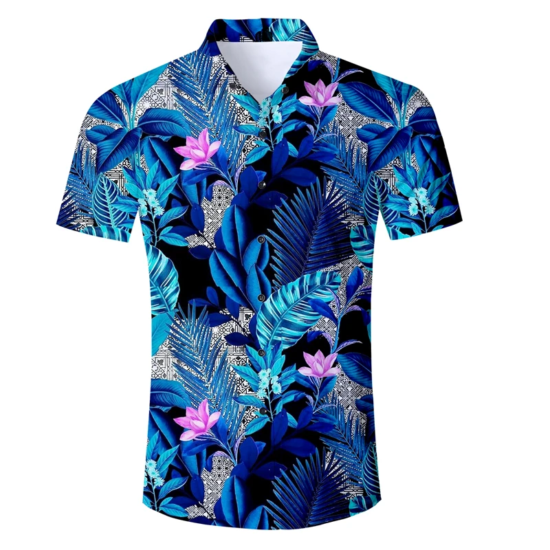 Мужская гавайская рубашка с коротким рукавом мужские рубашки Slim Fit Camisa Masculina Летние Гавайские повседневные мужские рубашки с цветочным принтом - Цвет: 2