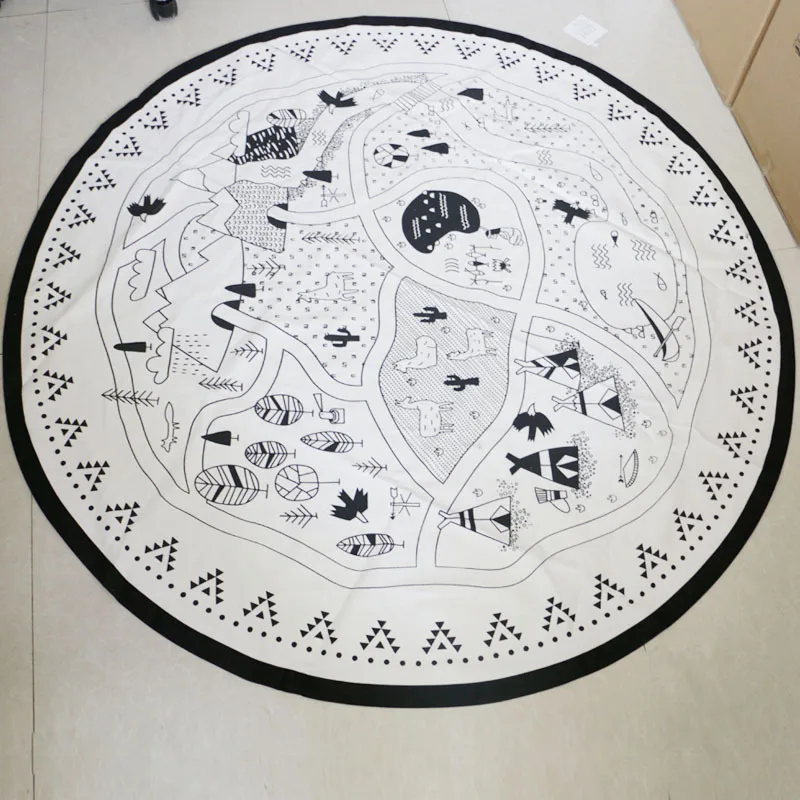 INS New Village DIY Coloring Cotton Canvas Children's Game Mat Baby Crawling Rugs Bedroom Carpet Kid's Room Decoration (2)