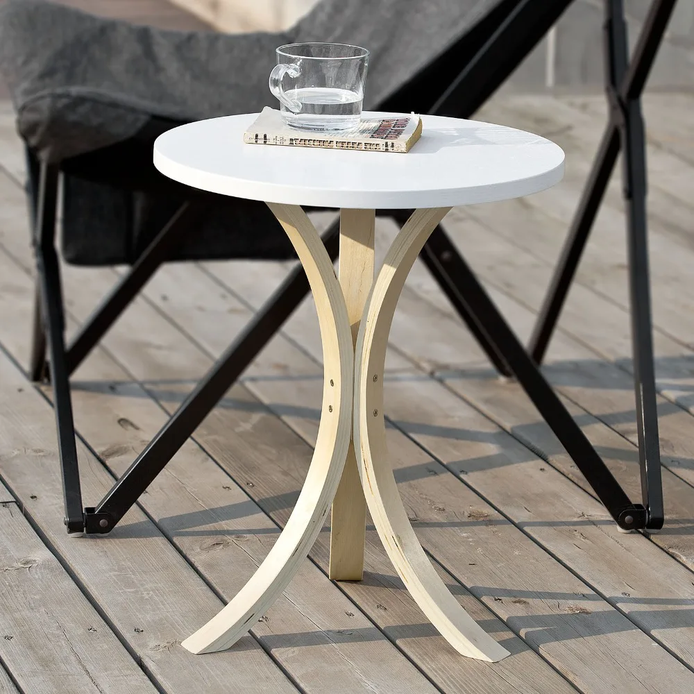 SoBuy FBT29-W, Modern Round Wooden Side Table, Tea Coffee Table, Telephone Table Living Room Furniture