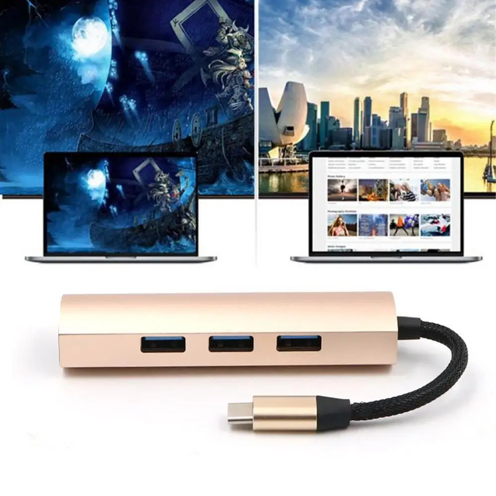 

USB 3.1 Type-C to Four Port 3.0 Hub Apple Macbook Notebook HUB Splitter