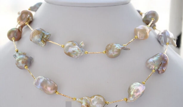 

free shupping 08151 32" baroque lavender keshi reborn pearl necklace (A0513)