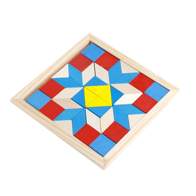 New 1PC Wooden Geometry Tangram Logical Brain Teaser