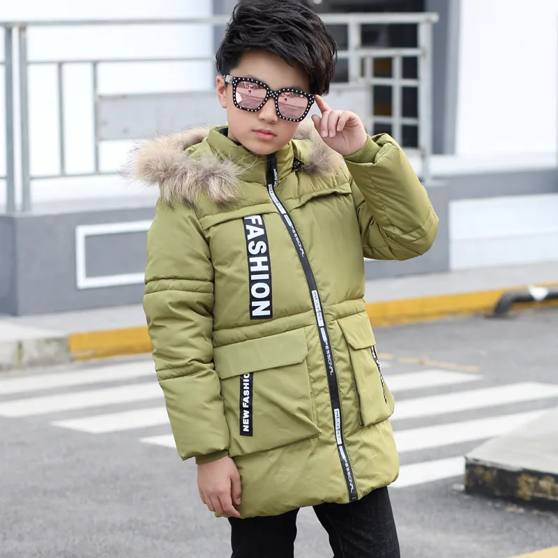 

Boys Winter Coat Cotton padded Jacket Outerwear Parka Detachable Hooded Fashion Thick Keep Warm Overcoat For Children