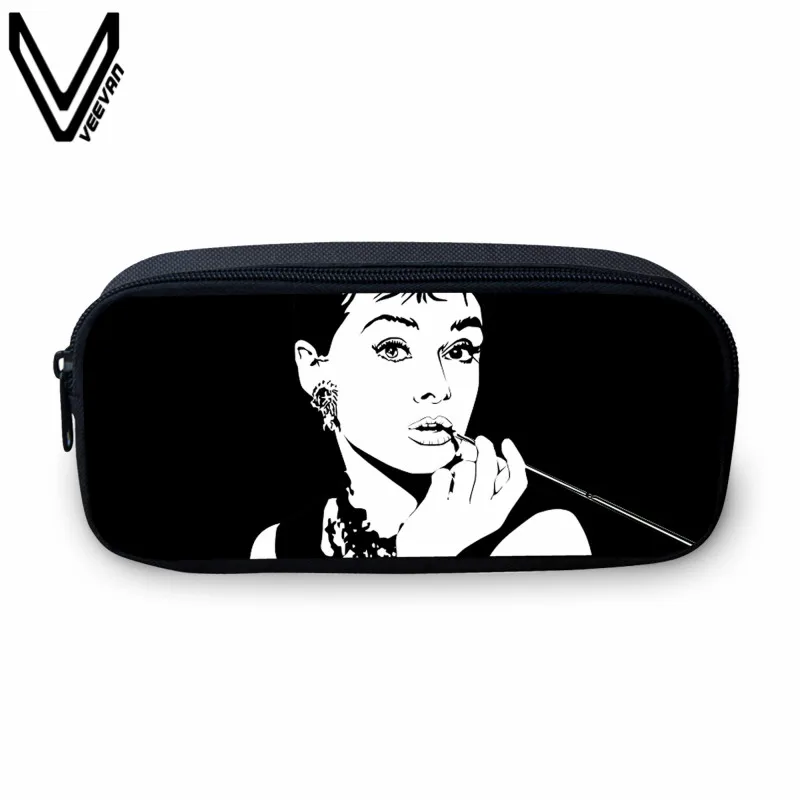 VEEVANV Casual Cosmetic Bags For Women Audrey Hepburn Prints Case Holder Cute Star Purses Kids Wallets School Case For Study VEEVANV Casual Cosmetic Bags For Women Audrey Hepburn Prints Case Holder Cute Star Purses Kids Wallets School Case For Study