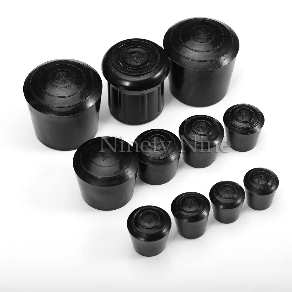 블랙 라운드 가구 의자 테이블 다리 발 고무 커버, 바닥 보호대 캡, 내경 10-35mm, 12 개