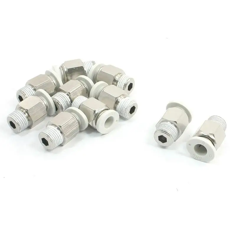

10 Pcs 1/4"NPT Male Thread 6mm Tube Push in to Connect Quick Fittings