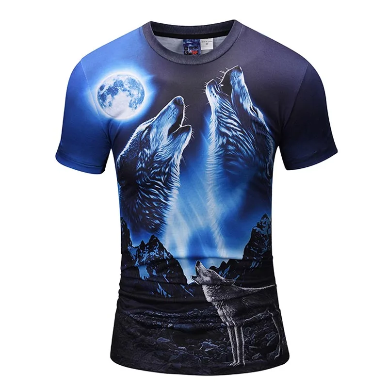 Футболка мужская с 3D принтом волка лето 2018|tee shirt homme|3d t men3d |