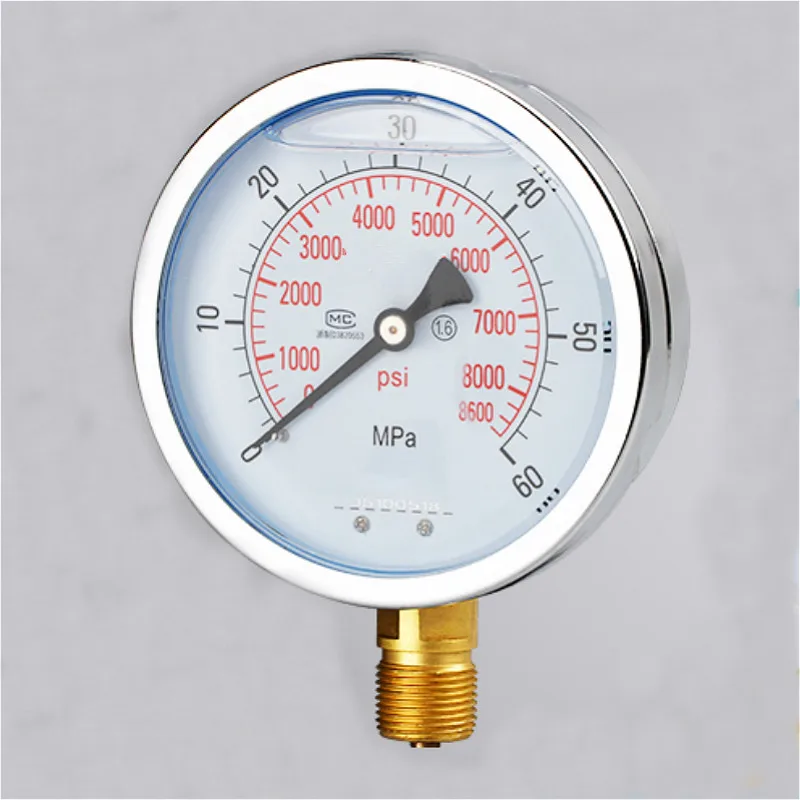 M20*1.5 Yn100 Oilfilled Shockproof Negative Pressure Gauge,vacuum
