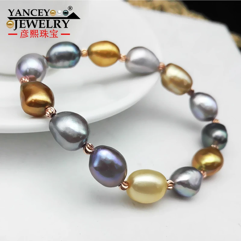 

YANCEY Exclusive design Mixed color Baroque shape Bright light Freshwater Pearls Bracelet, Jumping on the front line of fashion