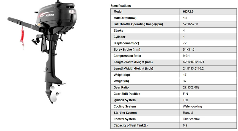 Hidea короткий вал 4 тактный 2,5 л.с. подвесные моторы для продажи F2.5 двигатель
