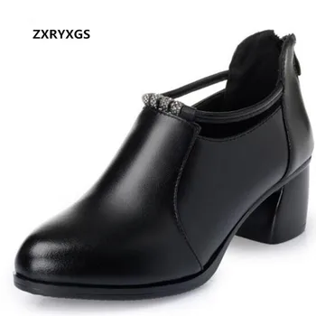 

Hot Selling women high heel shoes 2019 Elegant comfort Genuine Leather shoes Woman shoes High Heels Rhinestone Fashion Shoes