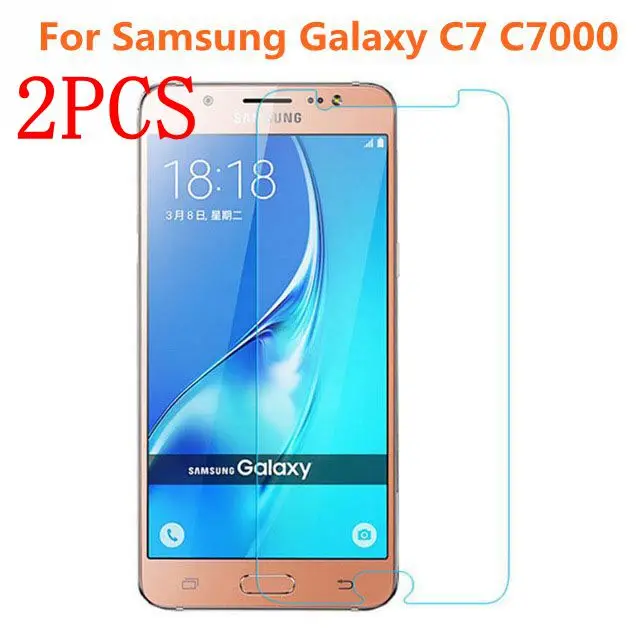2PCS Tempered Glass For Samsung Galaxy C7 Screen Protector protective film C700 C7000 glass | Мобильные телефоны и