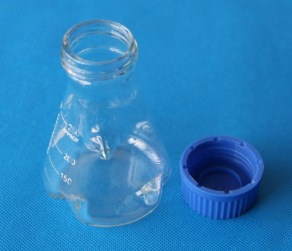 

4pcs/lot 1000 2000 3000ml 3 baffles erlenmeyer flask baffled shake flask with screw plastic cap
