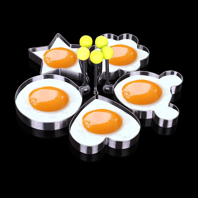 5pcs Stainless Steel Fried Egg Mold Kitchen Egg Styling Tools Egg Shape