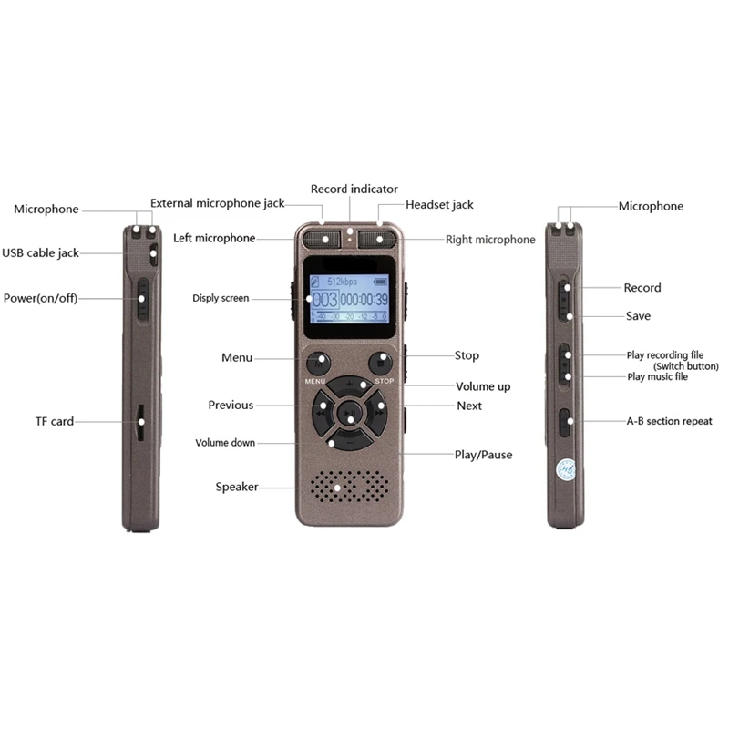8 ГБ диктофон Usb бизнес портативный цифровой аудио рекордер с MP3-плеером Поддержка многоязычной tf-карты до 32 Гб