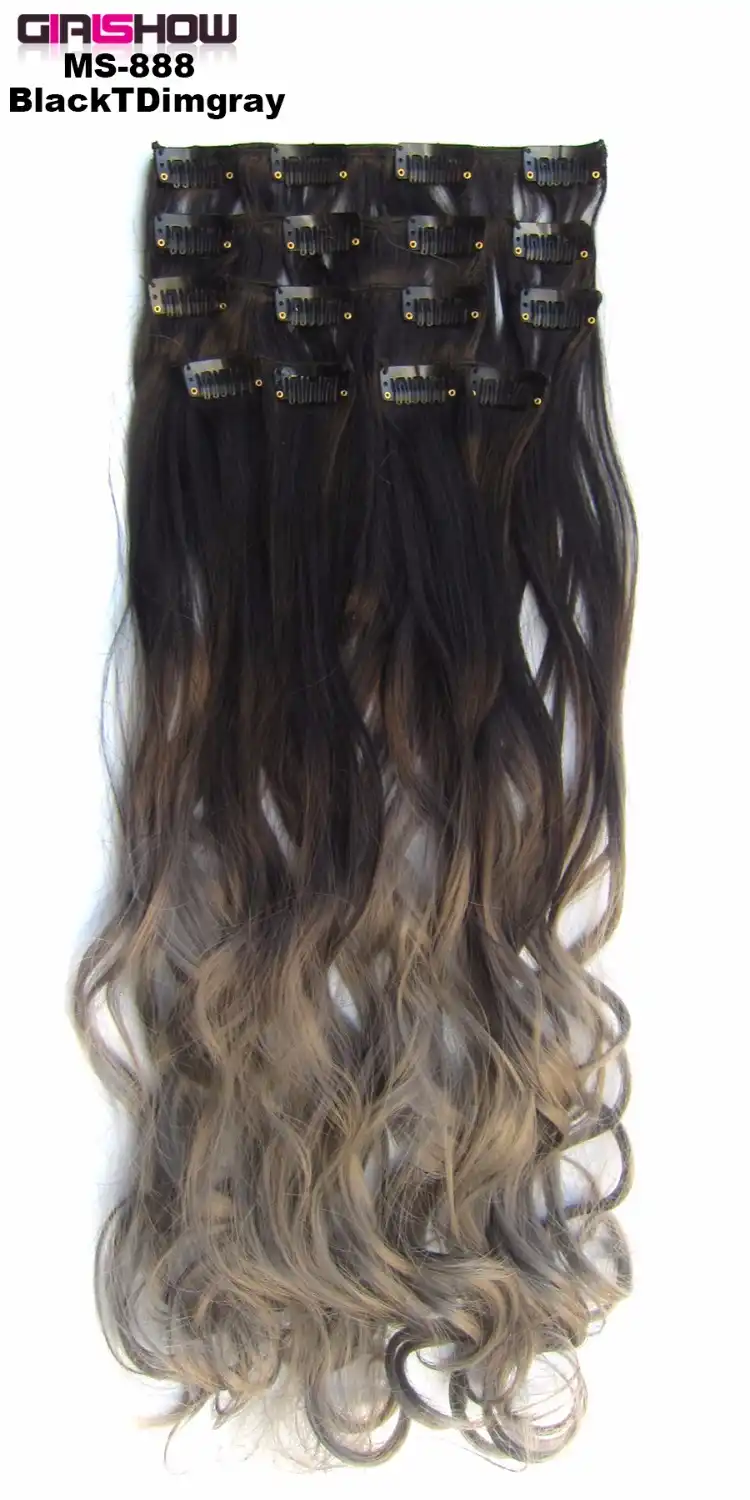 Girlshow Clip In On Synthetic Dip Dye Hair Extensions 7pcs Set 22