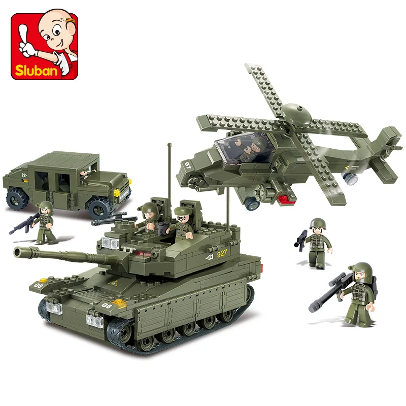 Sluban Military Series Army Heavy Tank Helicopters Hummer Air Defense