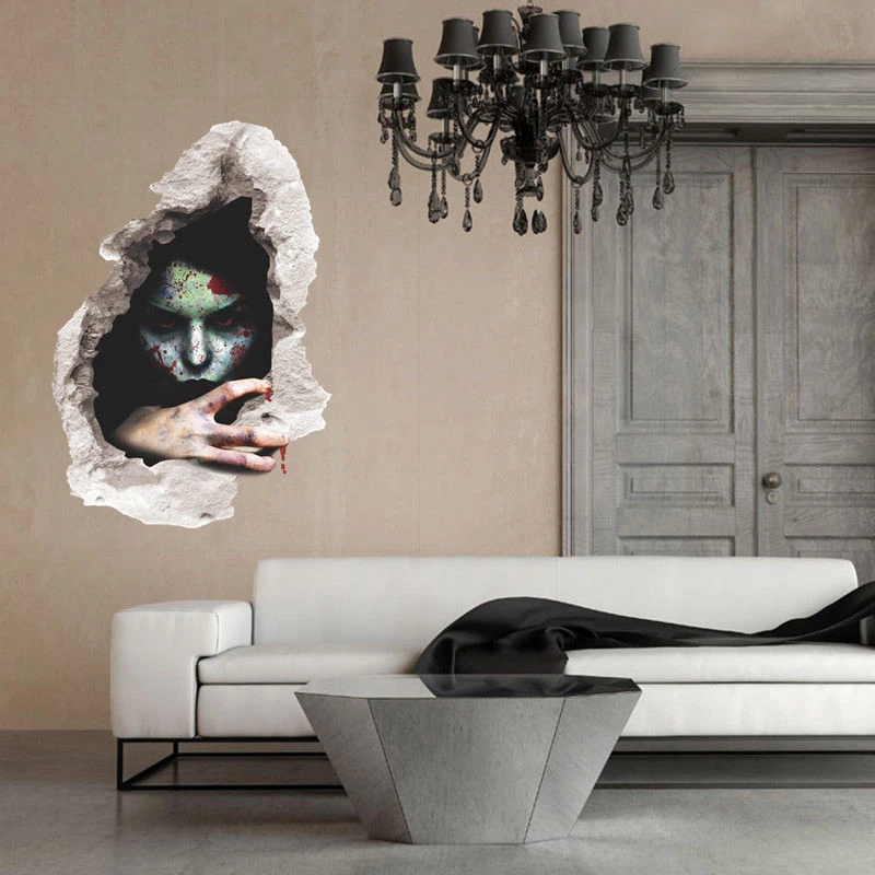 2018 NewStyle 60x45cm DIY Halloween Decoration Smashed Broken Wall Decal Home Party Bar Decor