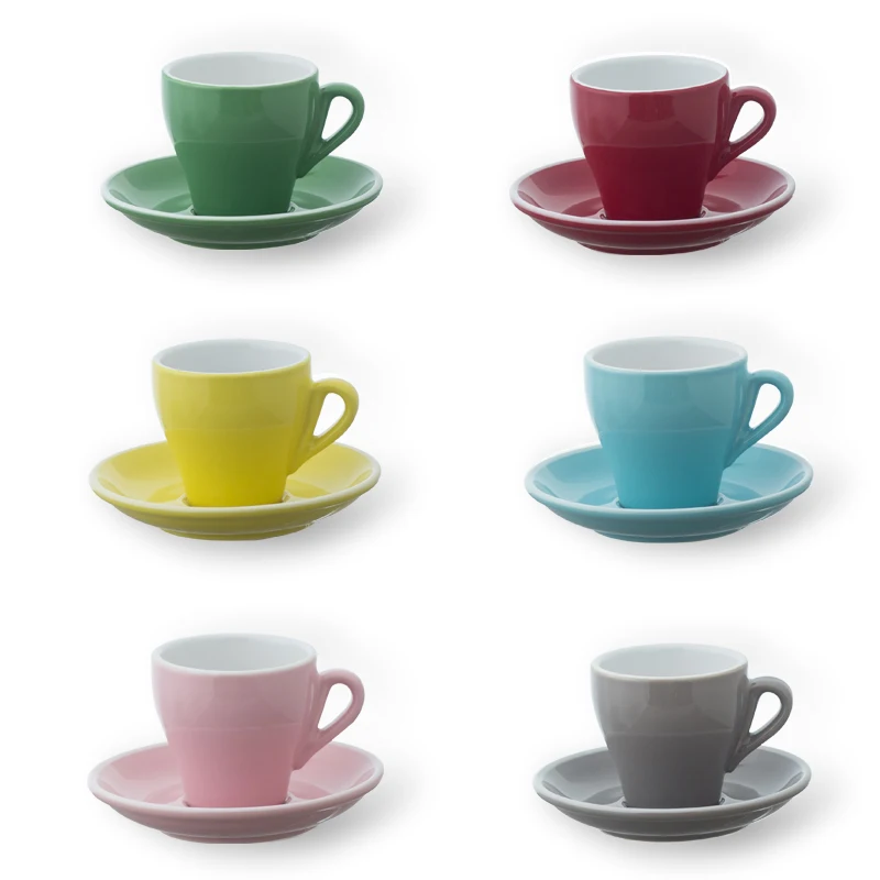 

Creative Macaron Ceramic Saucer Espresso Latte Home Coffee Tea Cup 180ml Xicara Copo Food Drinkware Thermocup Colourful Gift Cn
