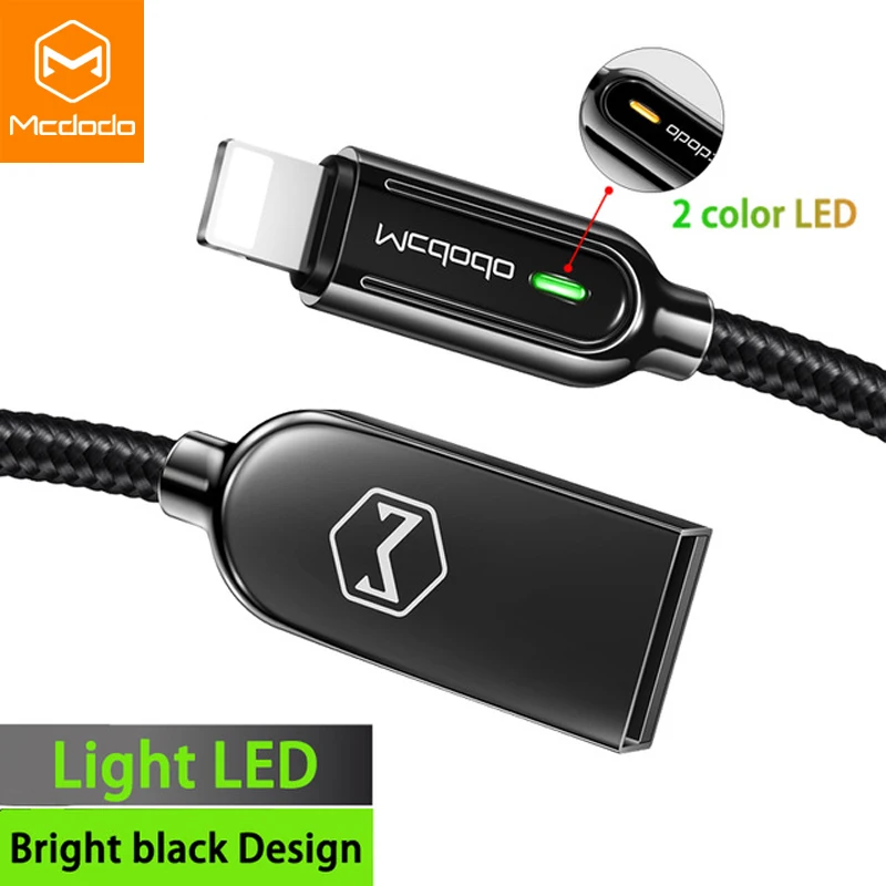 

Mcdodo USB Charger LED 2A Cable for iPhone X XR XS Max 8 7 6s Plus For Lightning Cord Fast Charging Data Auto disconnect Cable