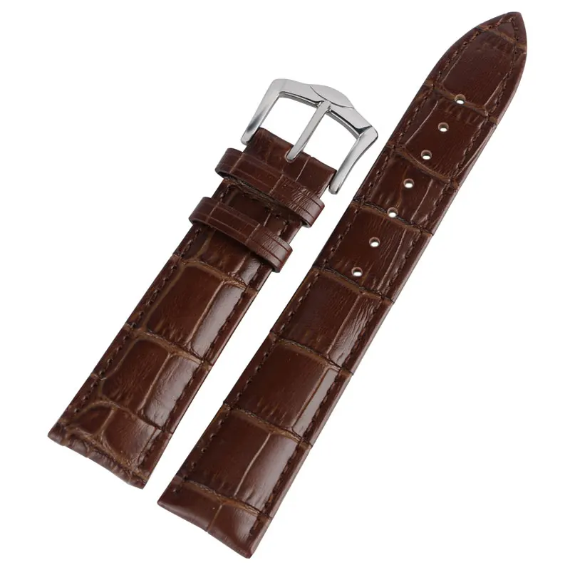 

Brown Genuine Leather Soft High Quality + 2 Spring Bars Stainless Steel Pin Buckle Bracelet Watch Strap Band Watchband