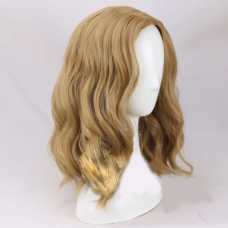 Cosroad Captain Marvel Coplay Costume Wigs Women Blonde Wavy Hair Gold Wig  (3)