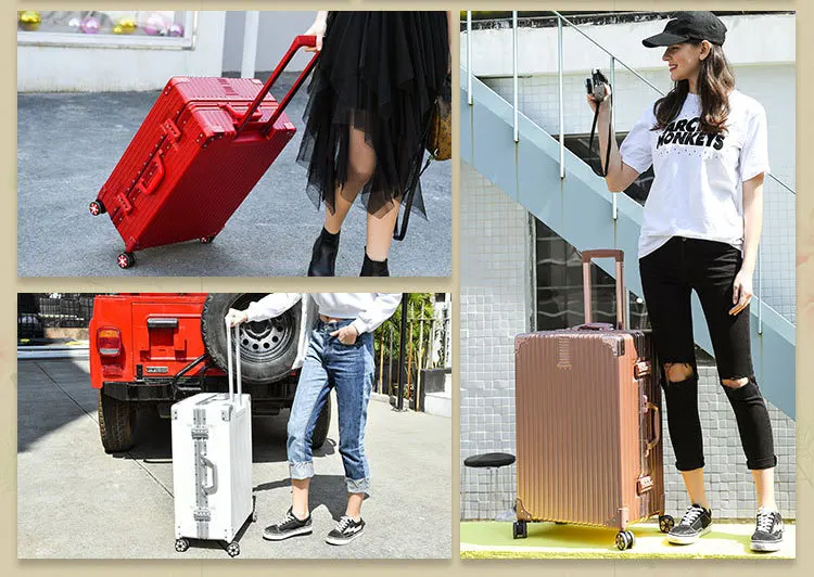 ZYJ Men Women Travel Trolley Luggages Hard Girls Aluminum Frame Alloy Business Rolling Airplane Luggage 20 24 29 Inch Suitcase (4)