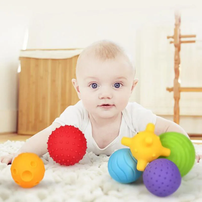 6pcs/set Baby Toys Soft Hand Grab Ball Baby Colorful Teether Balls Gift