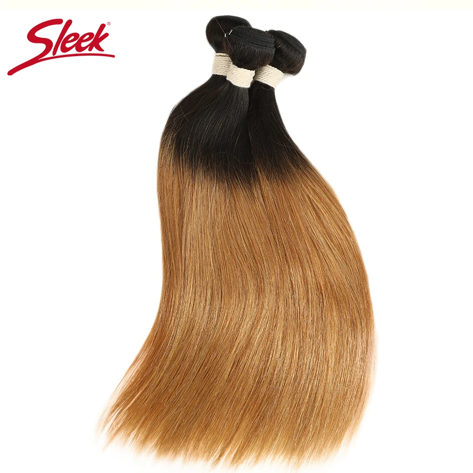 

Sleek Peruvian 2 Tone Colo Ombre T1B/27 Color Hair Weave1/3/4 Bundles Straight Human Hair Extension For Free Shipping None Remy