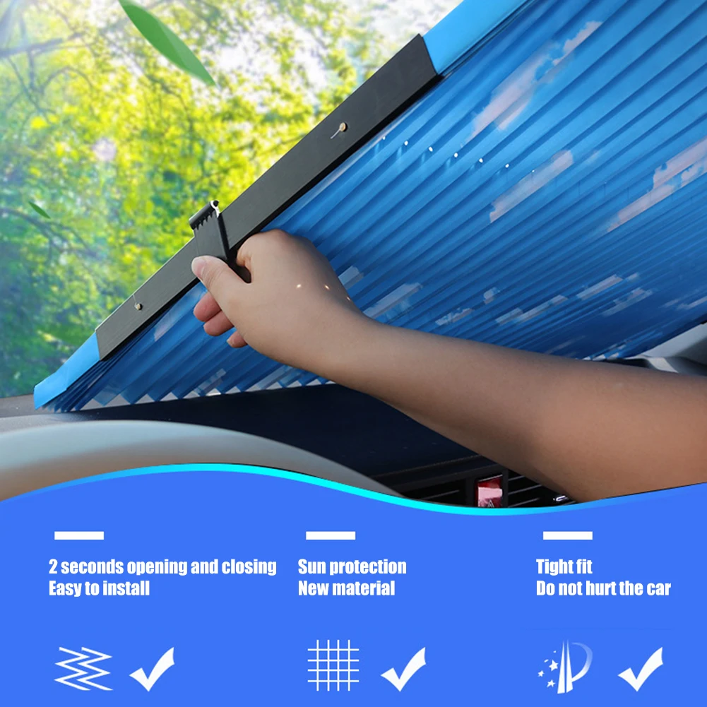 

Retractable Foldable Car Window Sunshade Windshield Sunshade Cover Shield Curtain Auto Sun Shade Block Anti-UV Car Window Shade